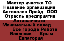 Мастер участка ТО › Название организации ­ Автосалон Прайд, ООО › Отрасль предприятия ­ Автозапчасти › Минимальный оклад ­ 20 000 - Все города Работа » Вакансии   . Крым,Евпатория